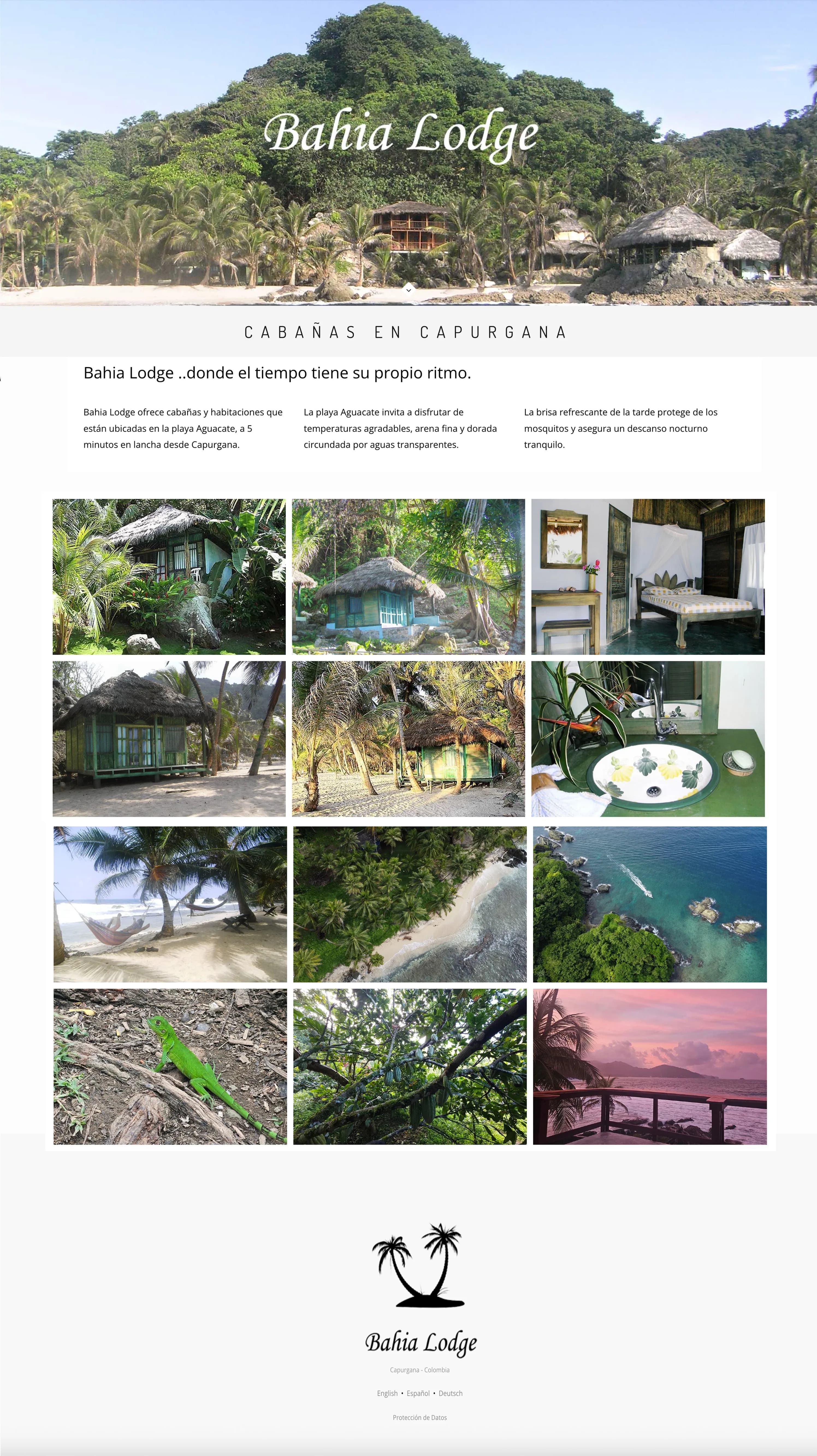 Before: Bahia Lodge rooms page lacking structure